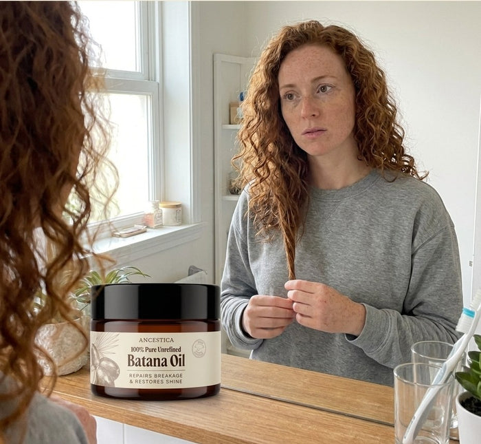 Batana on dry curly hair